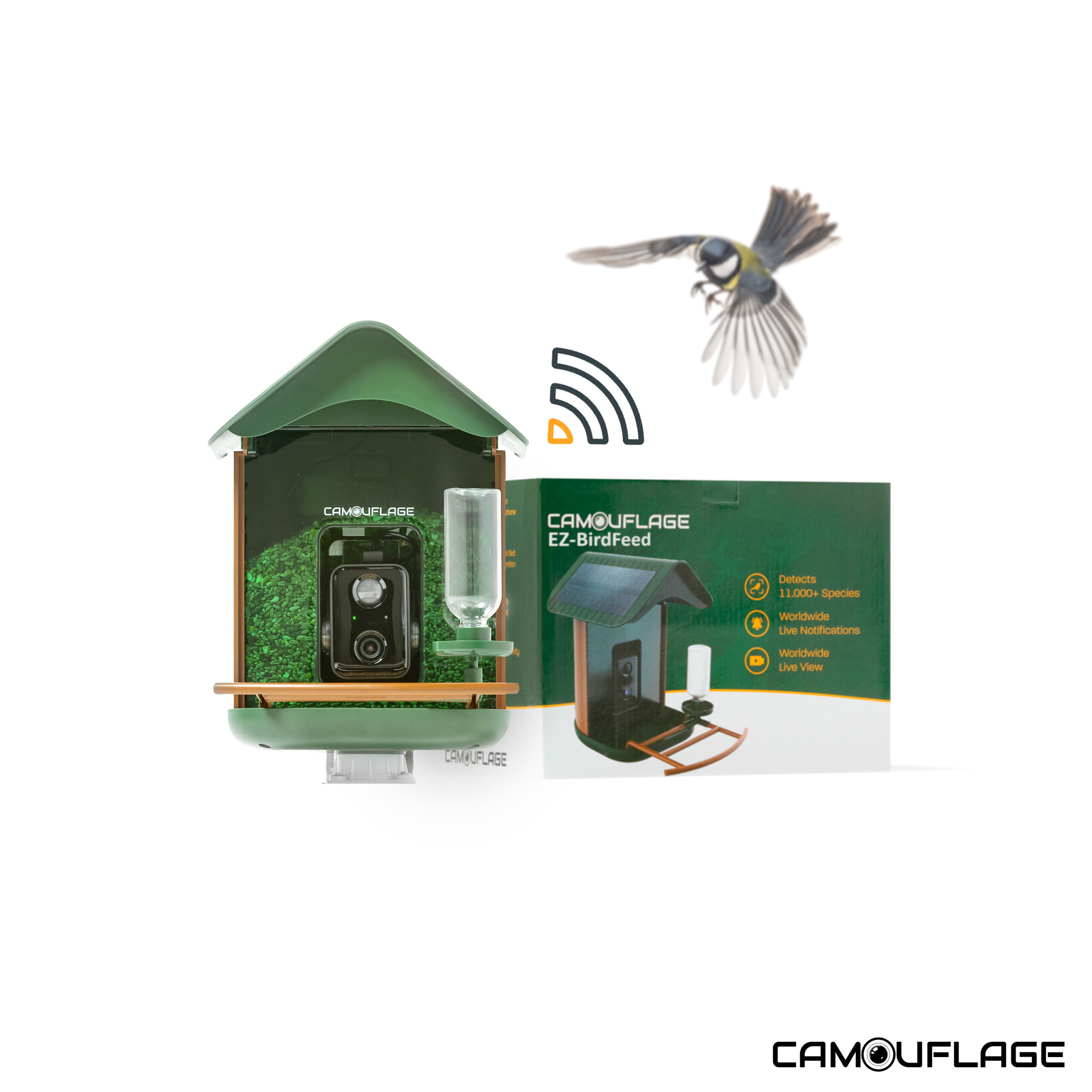 Camouflage EZ-BirdFeed 1 vogelvoederaar met AI-camera