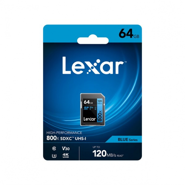 Lexar SDXC Blue Series UHS-I 800x 64GB V30