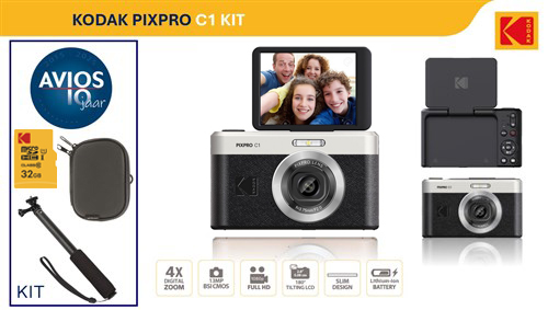 Kodak Pixpro C1 compact camera Zwart KIT