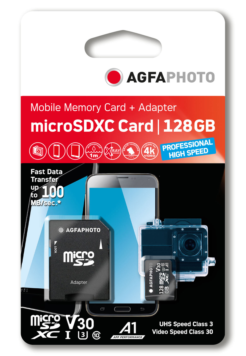 Agfaphoto 128GB microSDHC-Card  UHS-I C10/U3/A1 