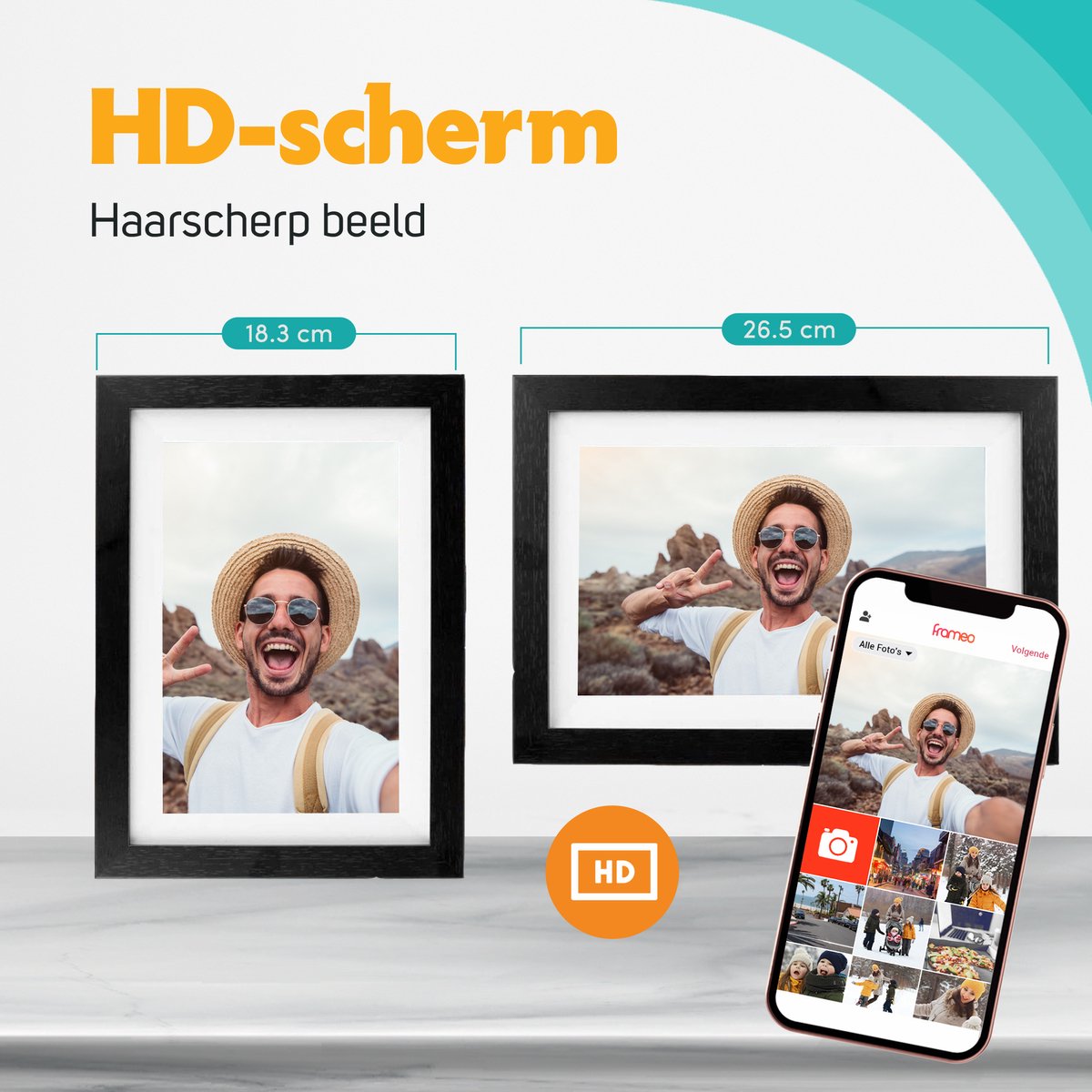 Digitale fotolijst WF-805T Zwart Normaal Frameo WiFi