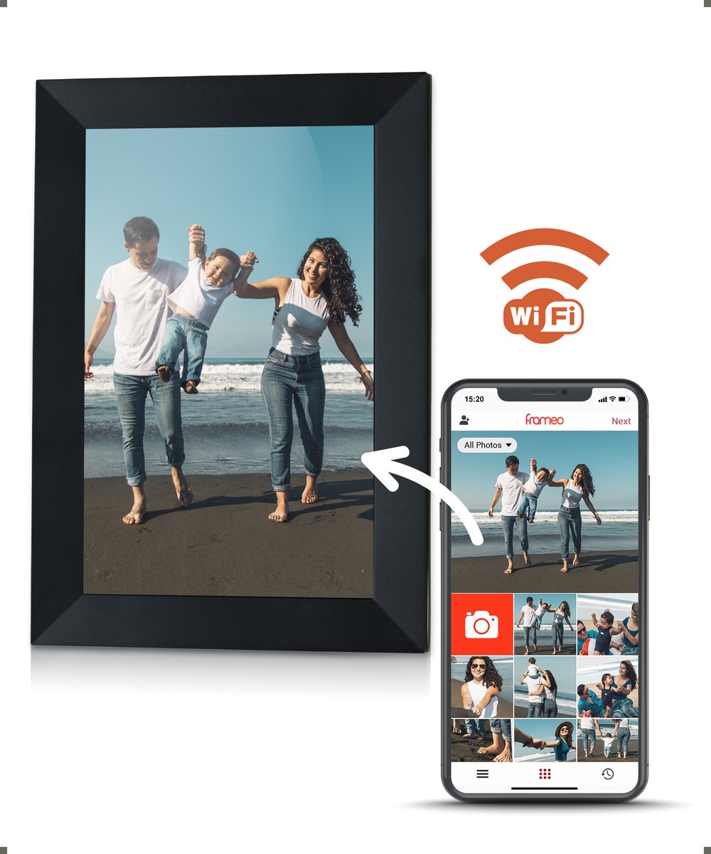 Vakantie Uitsteken Met andere bands Digitaal fotolijst WF-105T 10 inch Zwart Frameo WiFi