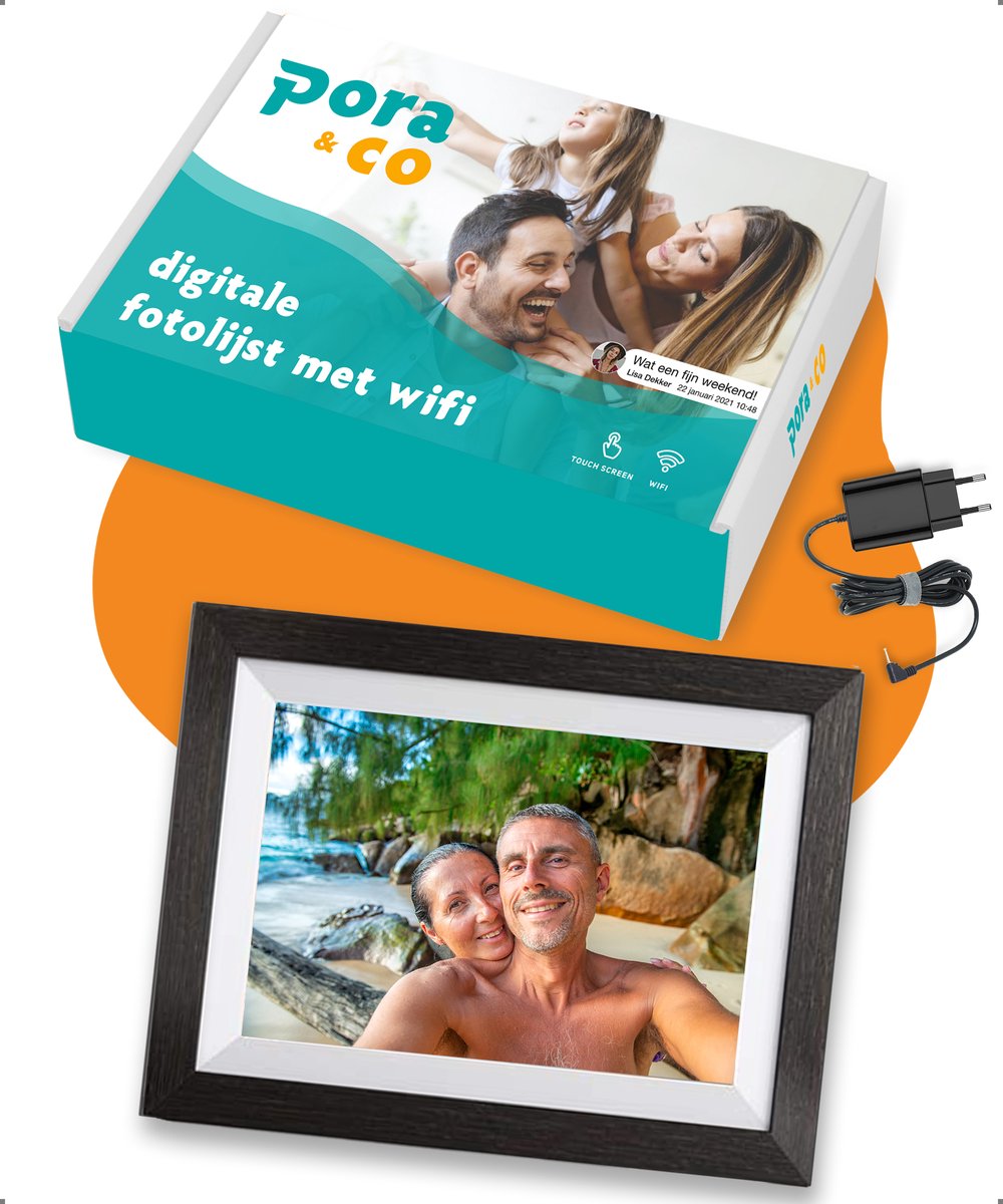 Digitale fotolijst WF-805T-BL Zwart Hout Frameo WiFI